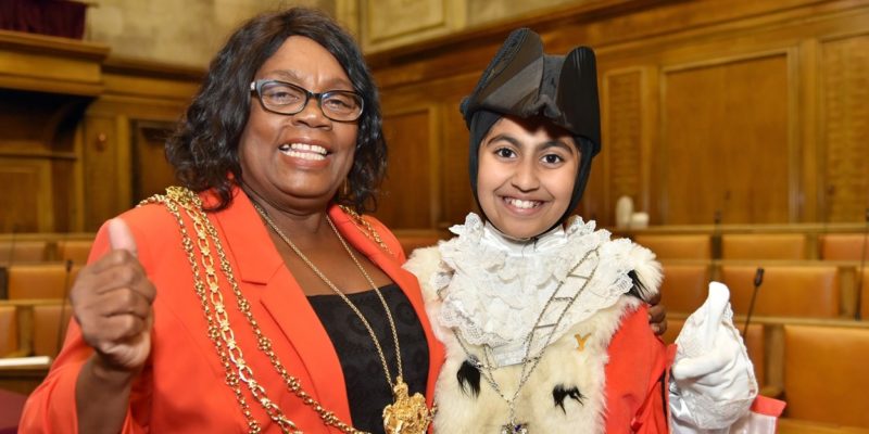 Lord Mayor of Leeds Councillor Eileen Taylor with current Children’s Mayor Wania Ahmed